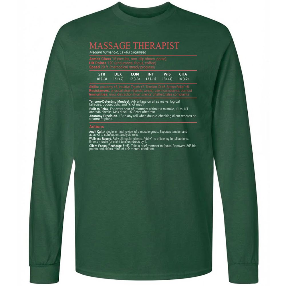 Massage Therapist Stats Block - Forest Green - 4