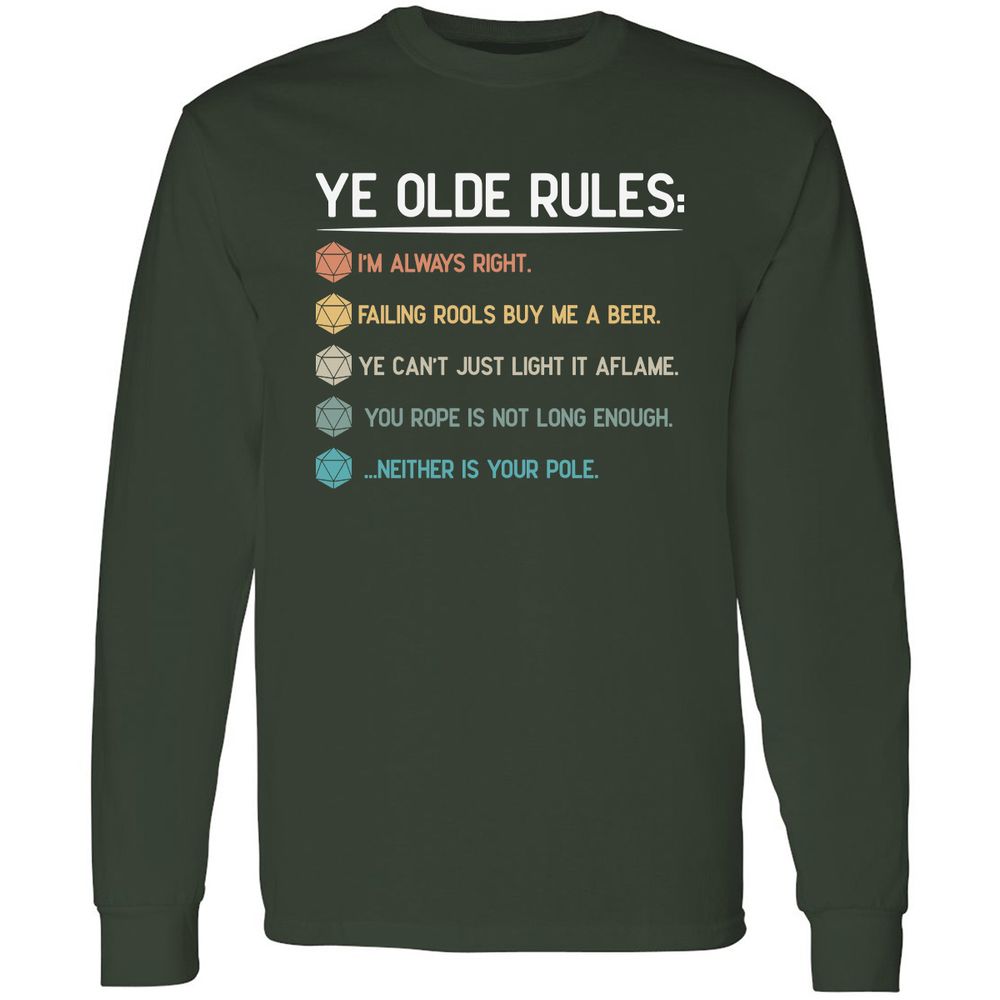 Dungeon Master Rules – Ye Olde RPG Long Sleeve T-Shirt - Forest Green - 4
