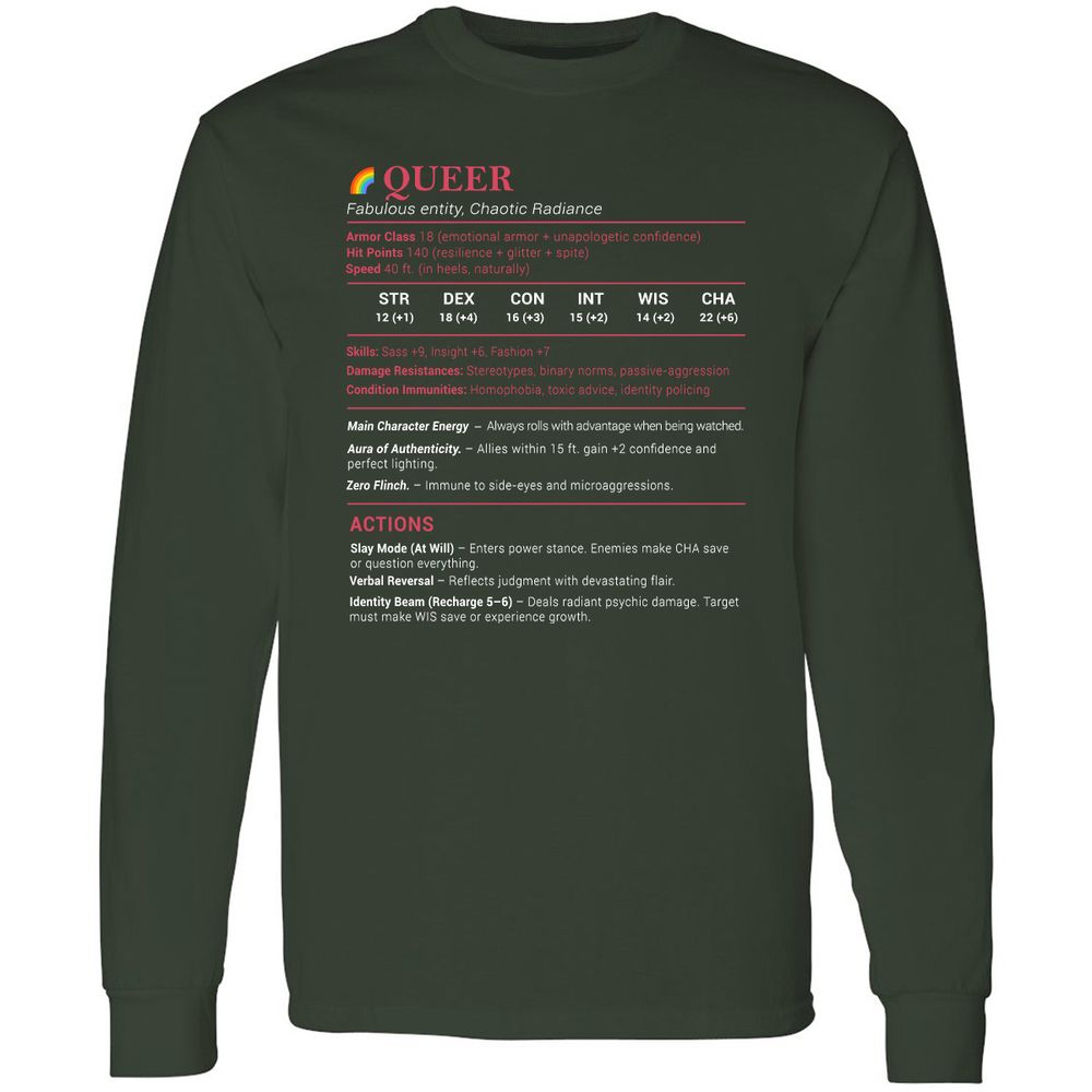 Queer Stats Long Sleeve T-Shirt - Forest Green - 4