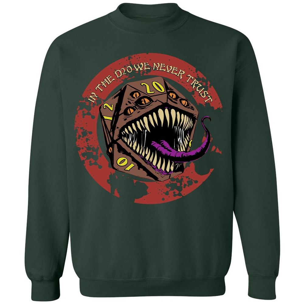 In The D20 We Never Trust Classic Unisex Sweatshirt - Forest Green - 4