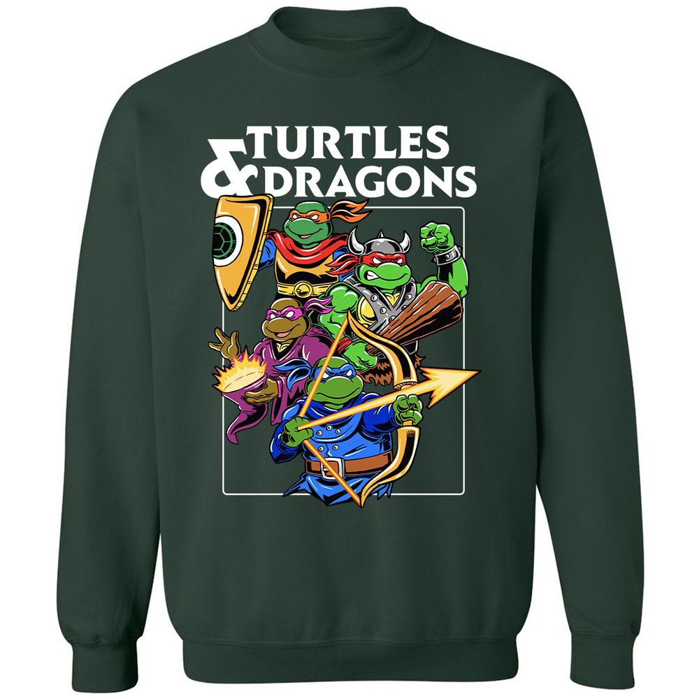 Turtles & Dragons Classic Unisex Sweatshirt - Forest Green - 4