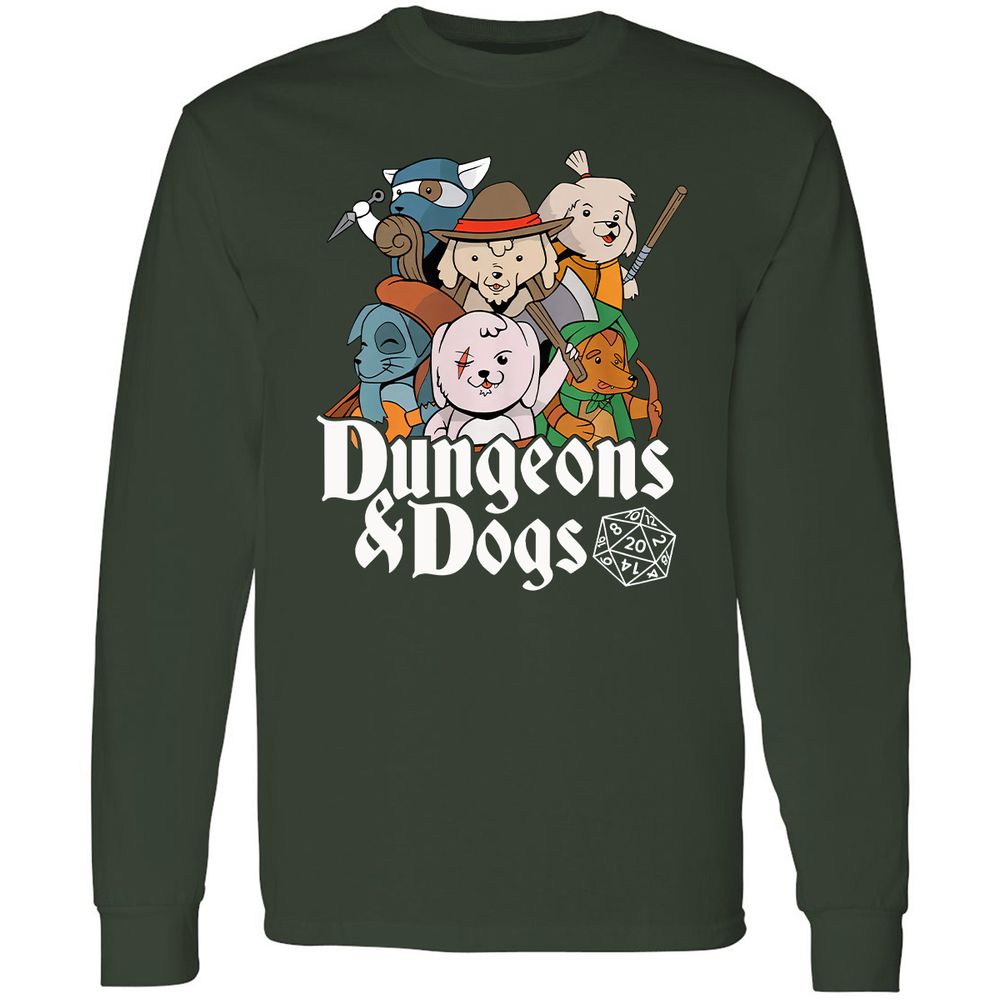 Dungeons & Dogs Long Sleeve T-Shirt - Forest Green - 4