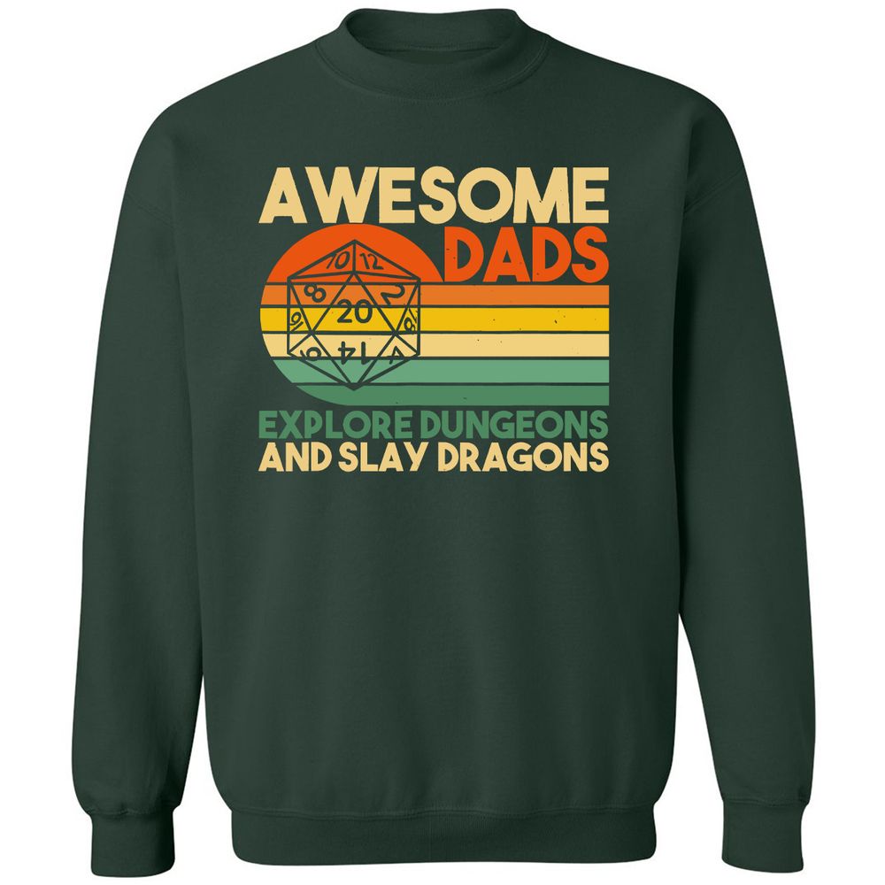 Awesome Dads Explore Dungeons Classic Unisex Sweatshirt - Forest Green - 4