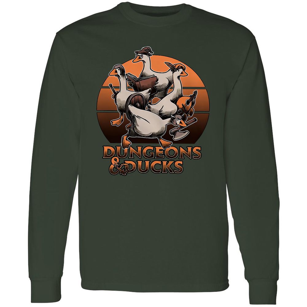 Dungeons And Ducks Long Sleeve T-Shirt - Forest Green - 4