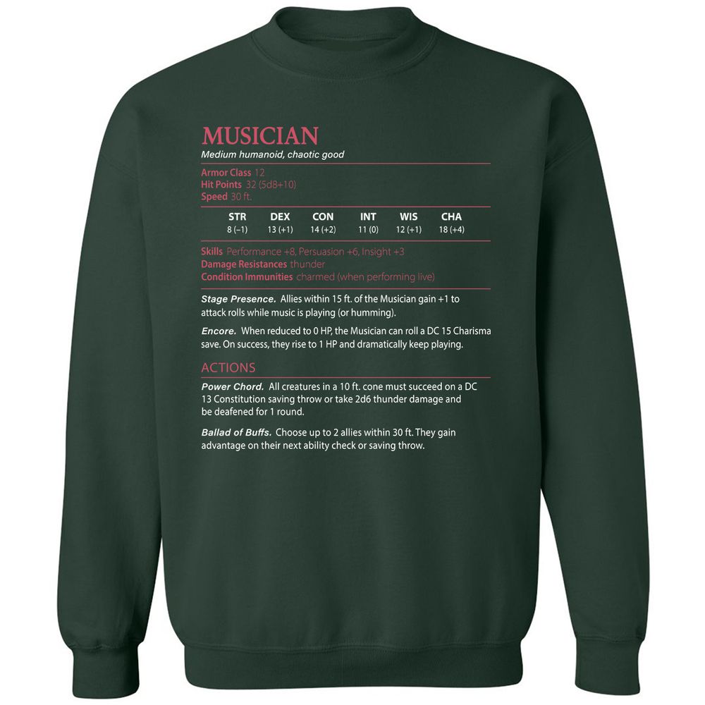 Musician Stats - Forest Green - 4
