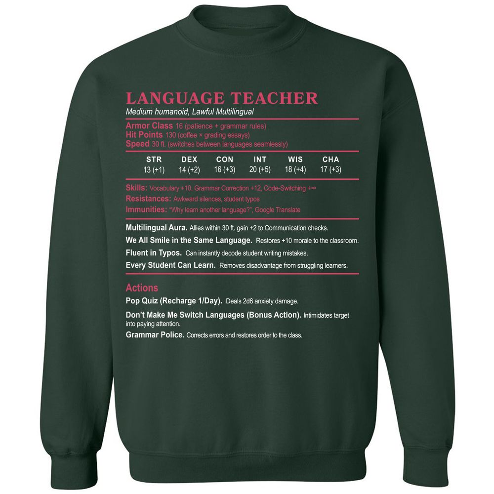 Language Teacher Classic Unisex Sweatshirt - Forest Green - 4