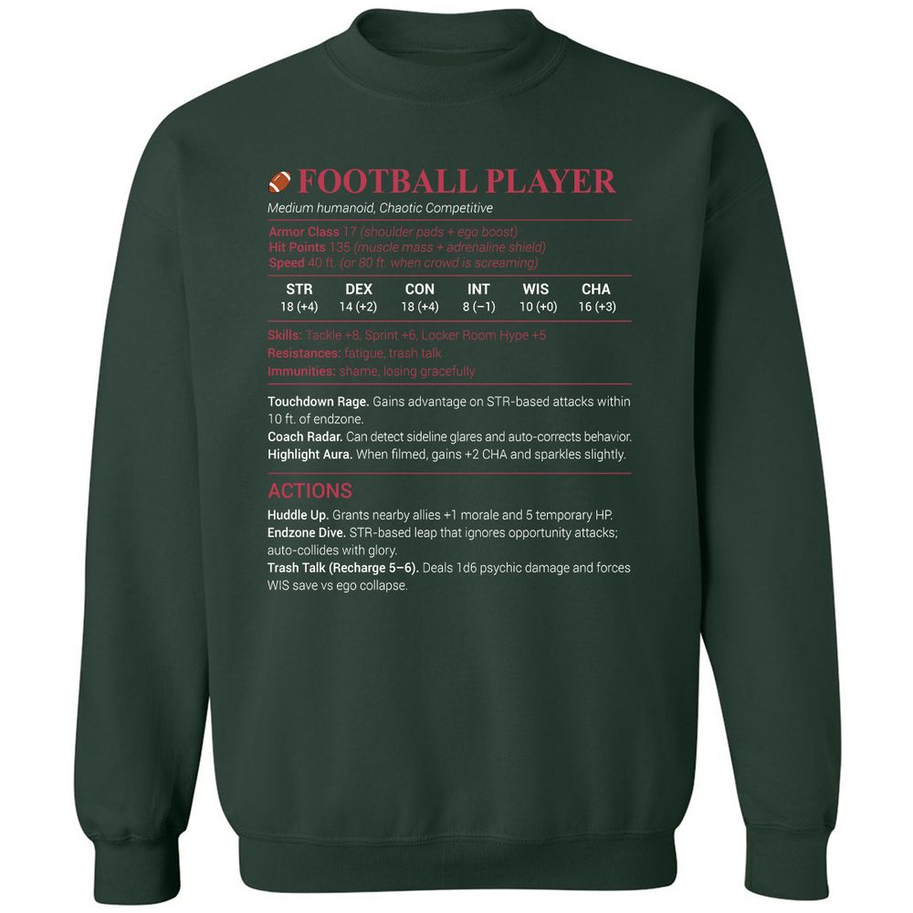 Football Player Classic Unisex Sweatshirt - Forest Green - 4