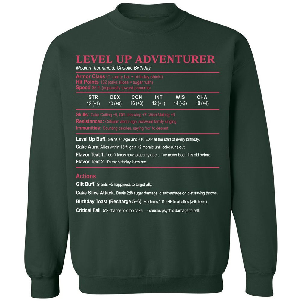 Level Up Adventurer Classic Unisex Sweatshirt - Forest Green - 4