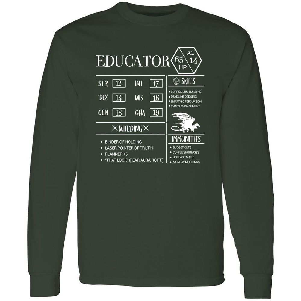 Educator New Long Sleeve T-Shirt - Forest Green - 4