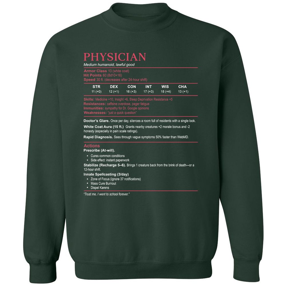 Physician Stats Classic Unisex Sweatshirt - Forest Green - 4