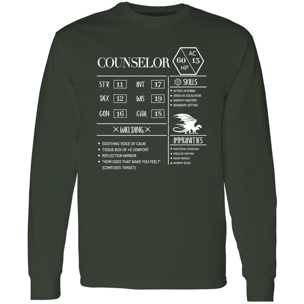 Counselor New Long Sleeve T-Shirt - Forest Green - 4