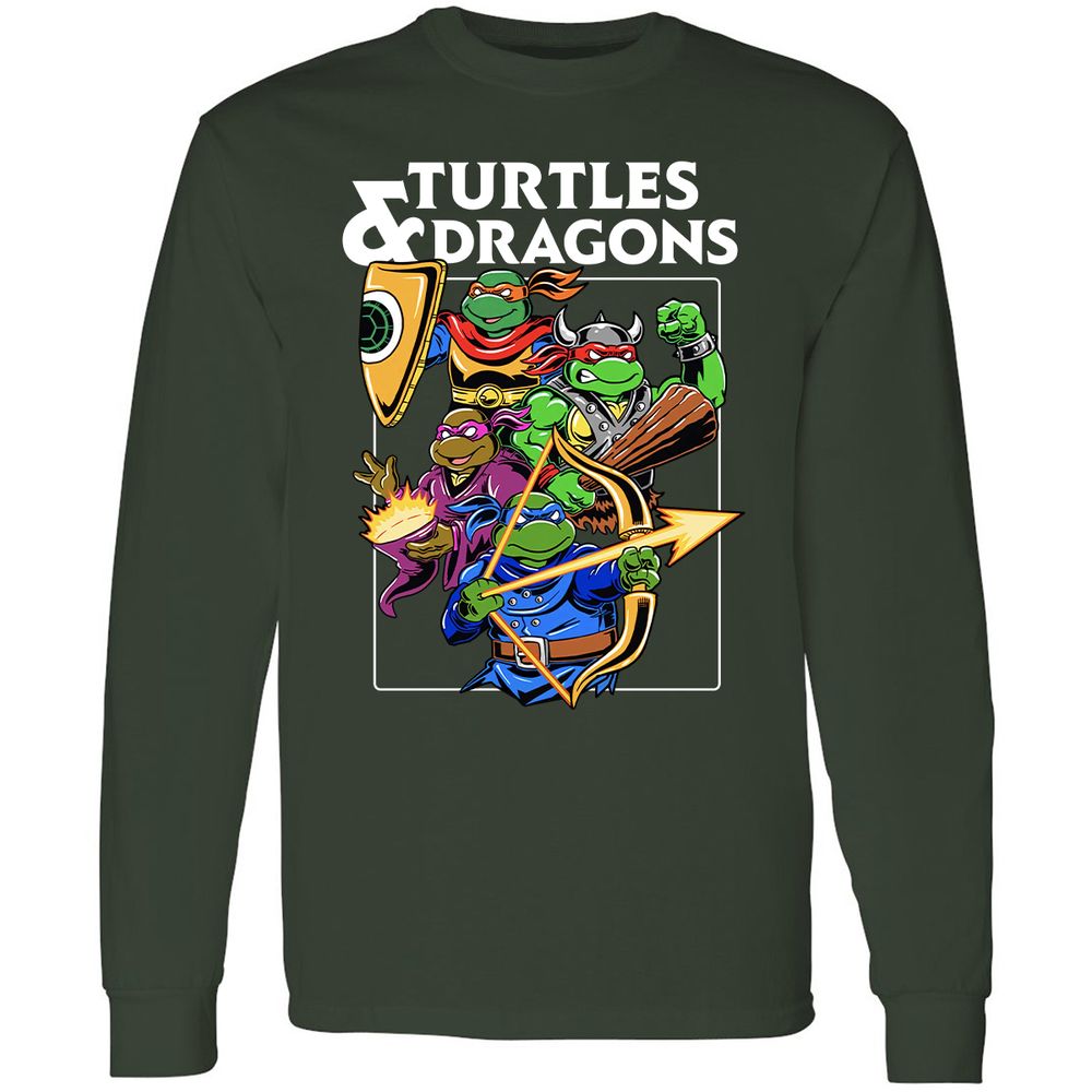 Turtles & Dragons Long Sleeve T-Shirt - Forest Green - 4