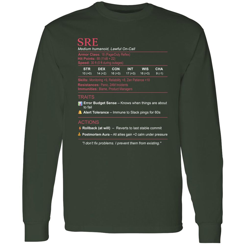 SRE Stats Long Sleeve T-Shirt - Forest Green - 4