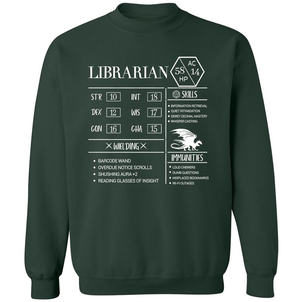 Librarian New Classic Unisex Sweatshirt - Forest Green - 4
