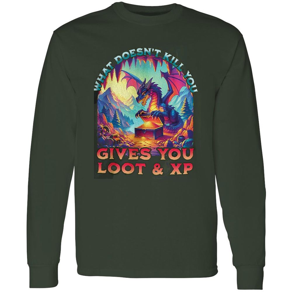What Doesn't Kill You Give You Loot & XP Long Sleeve T-Shirt - Forest Green - 4