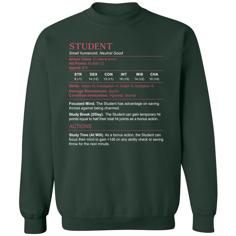 Student Stats Classic Unisex Sweatshirt - Forest Green - 4