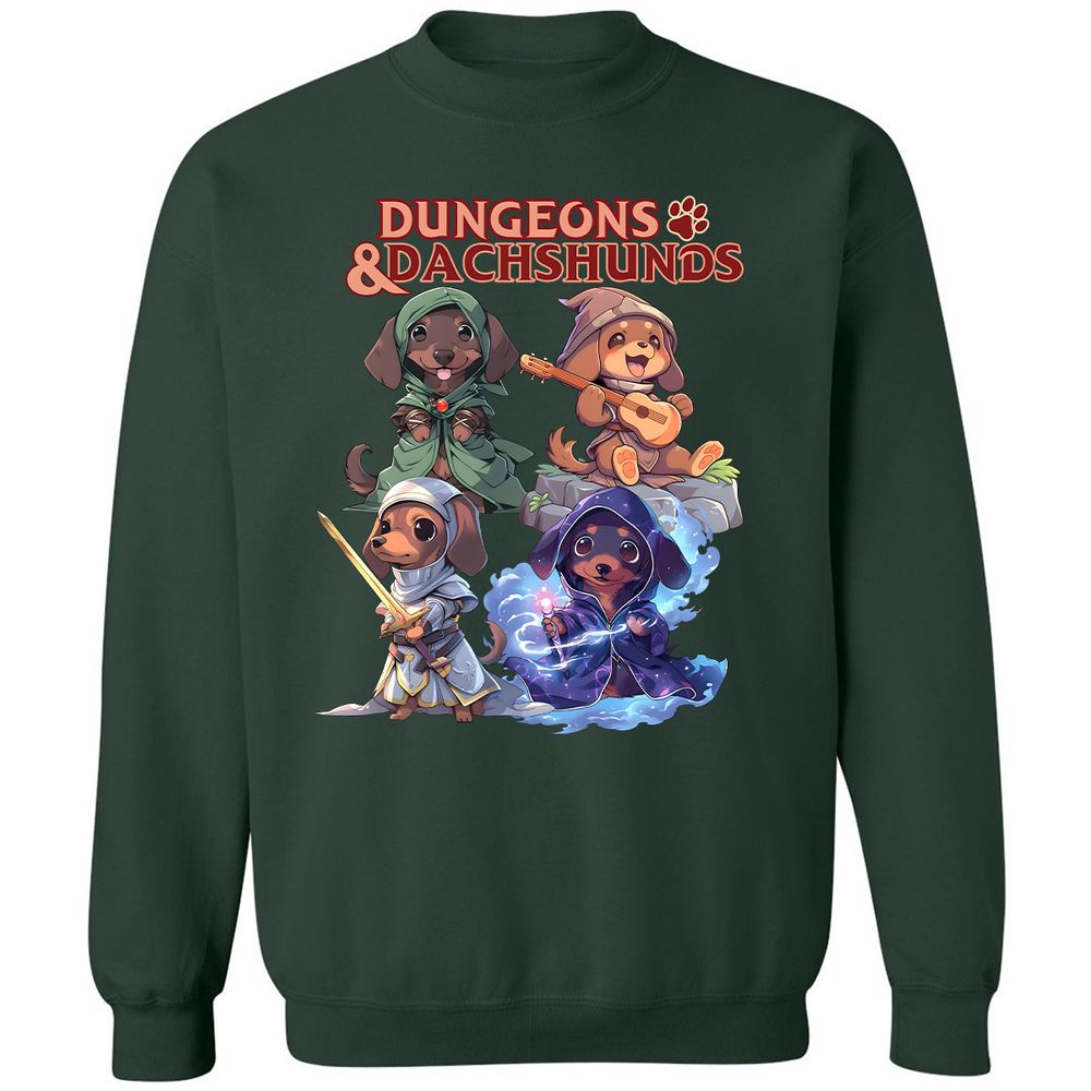 Dungeons & Dachshunds Classic Unisex Sweatshirt - Forest Green - 4