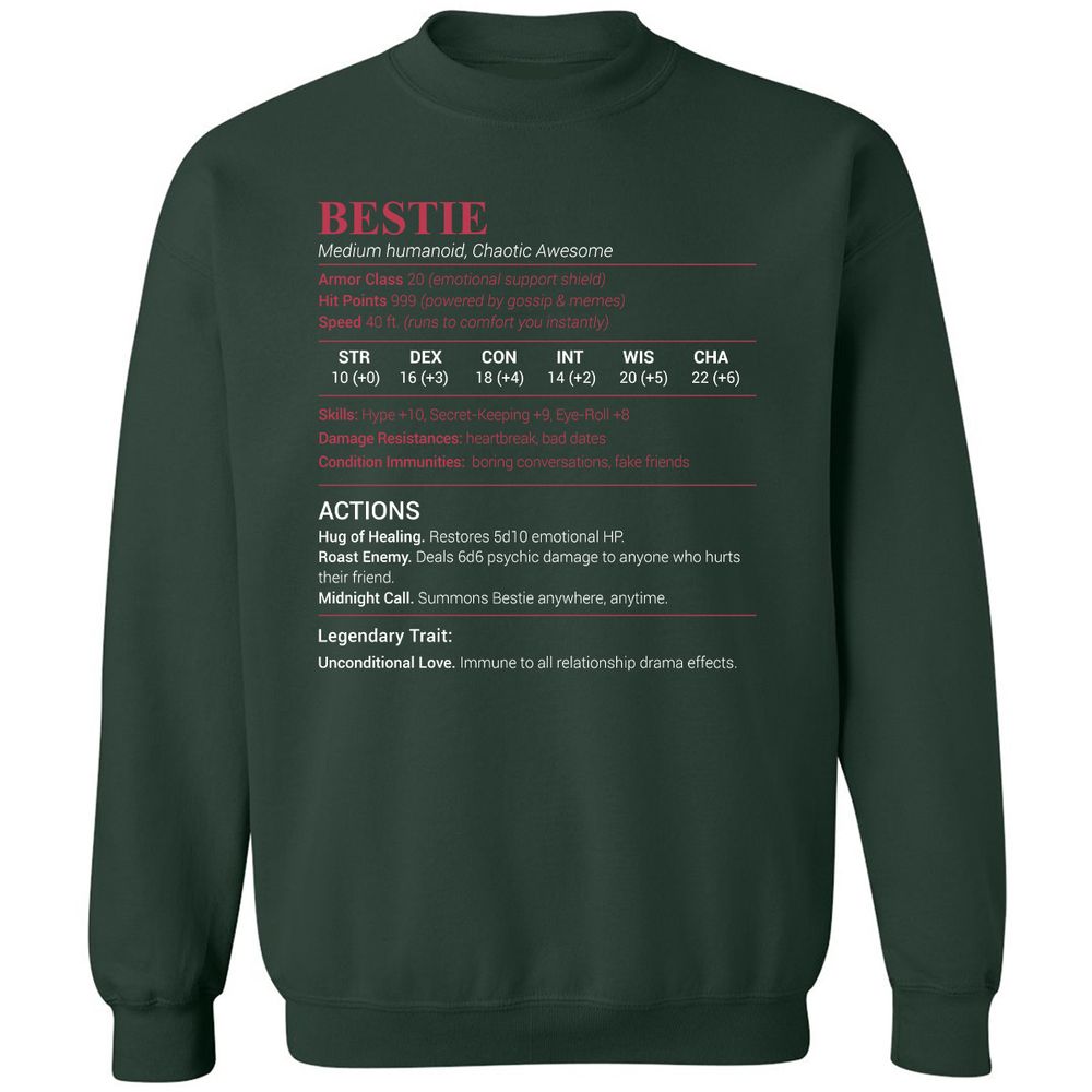 Bestie Stats Classic Unisex Sweatshirt - Forest Green - 4