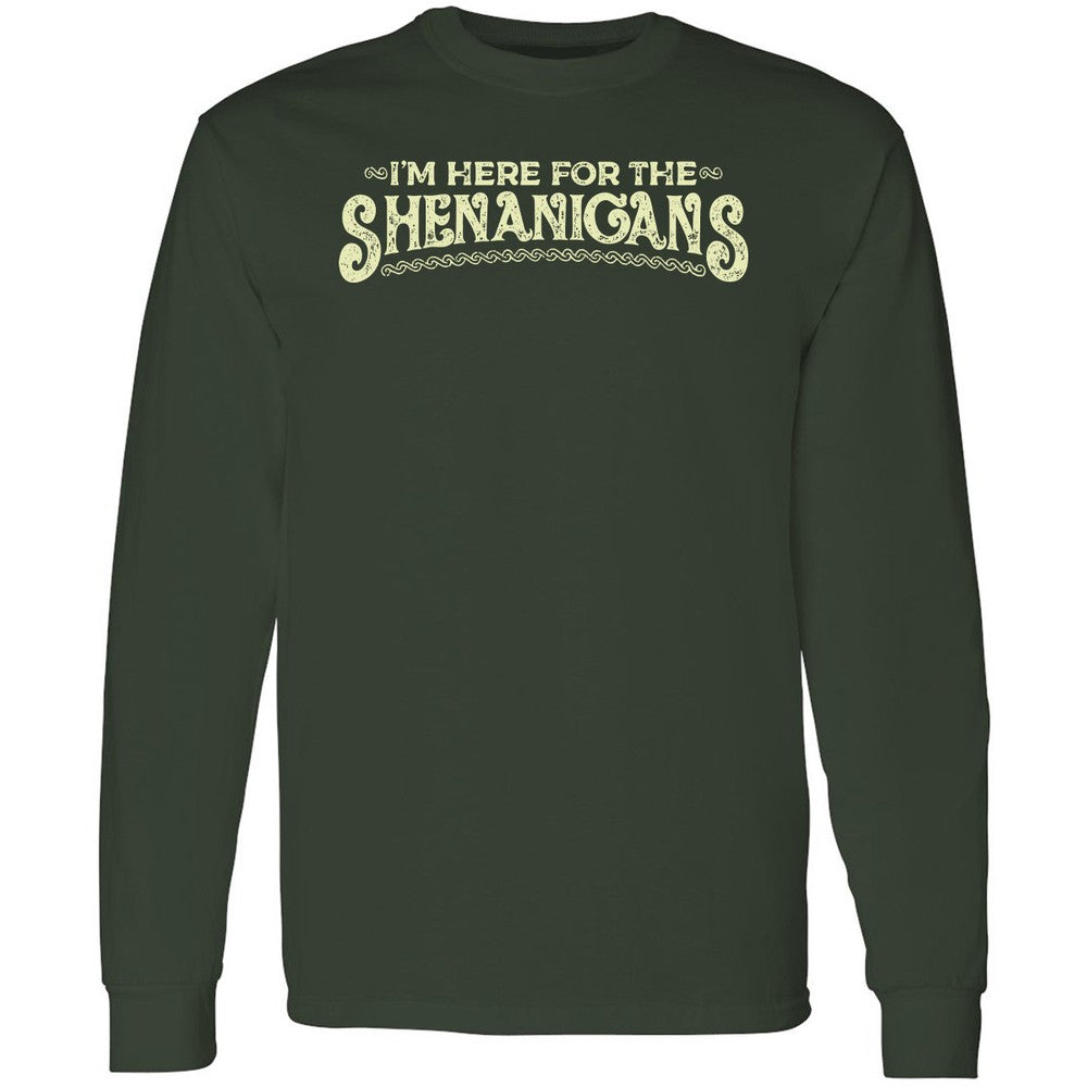 Here For The Shenanigans Long Sleeve T-Shirt - Forest Green - 4