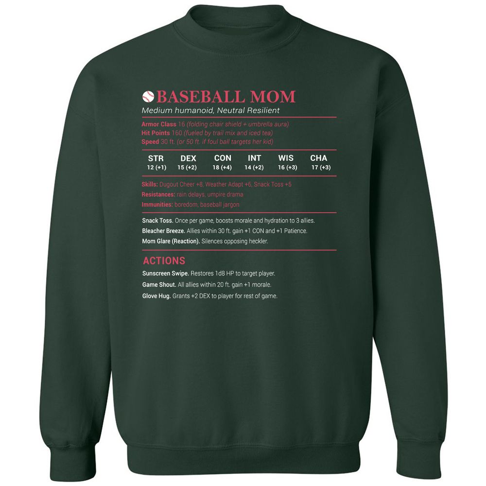 Baseball Mom Classic Unisex Sweatshirt - Forest Green - 4