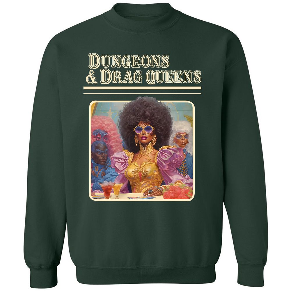 Dungeons & Drag Queens Classic Unisex Sweatshirt - Forest Green - 4