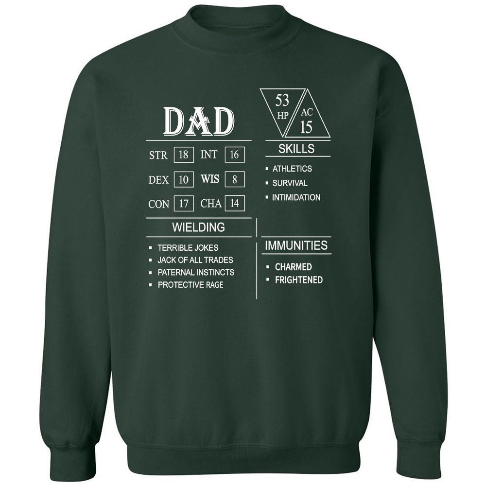 Dad Stat Block Classic Unisex Sweatshirt - Forest Green - 4
