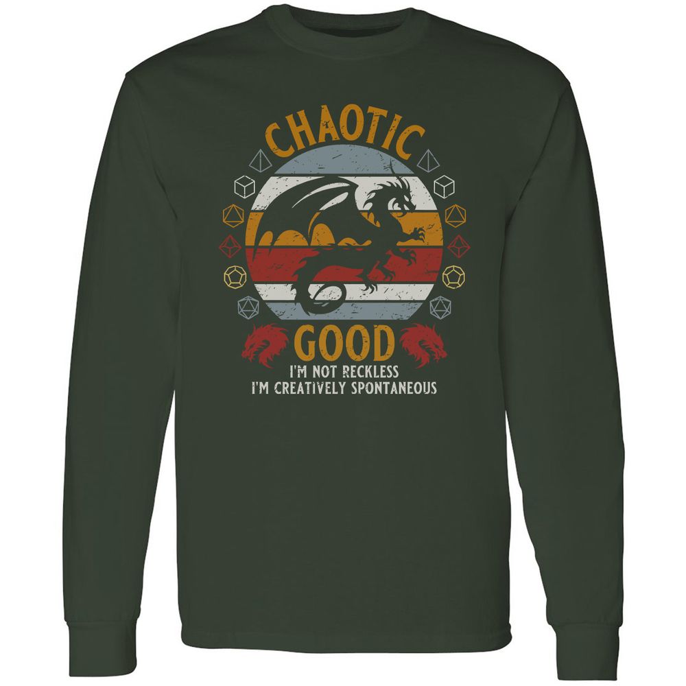 Chaotic Good Long Sleeve T-Shirt - Forest Green - 4