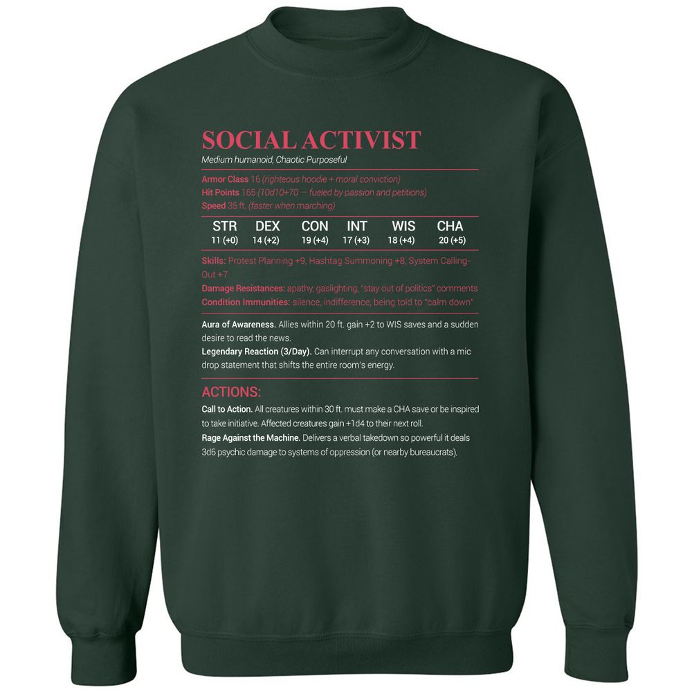 Social Activist Classic Unisex Sweatshirt - Forest Green - 4