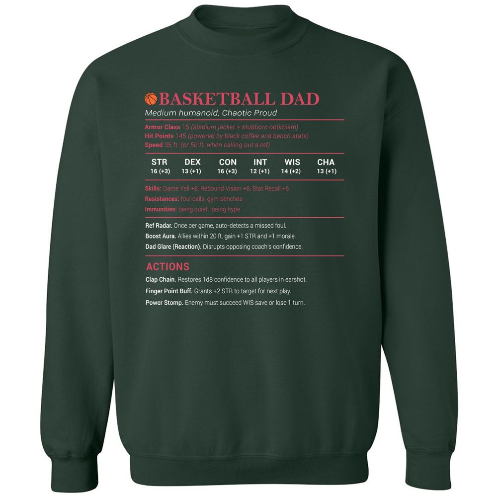 Basketball Dad Classic Unisex Sweatshirt - Forest Green - 4