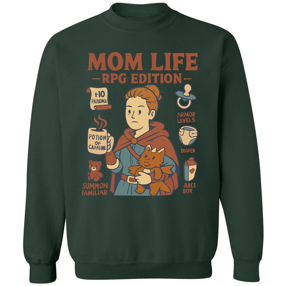 Mom Life RPG Edition Classic Unisex Sweatshirt - Forest Green - 4