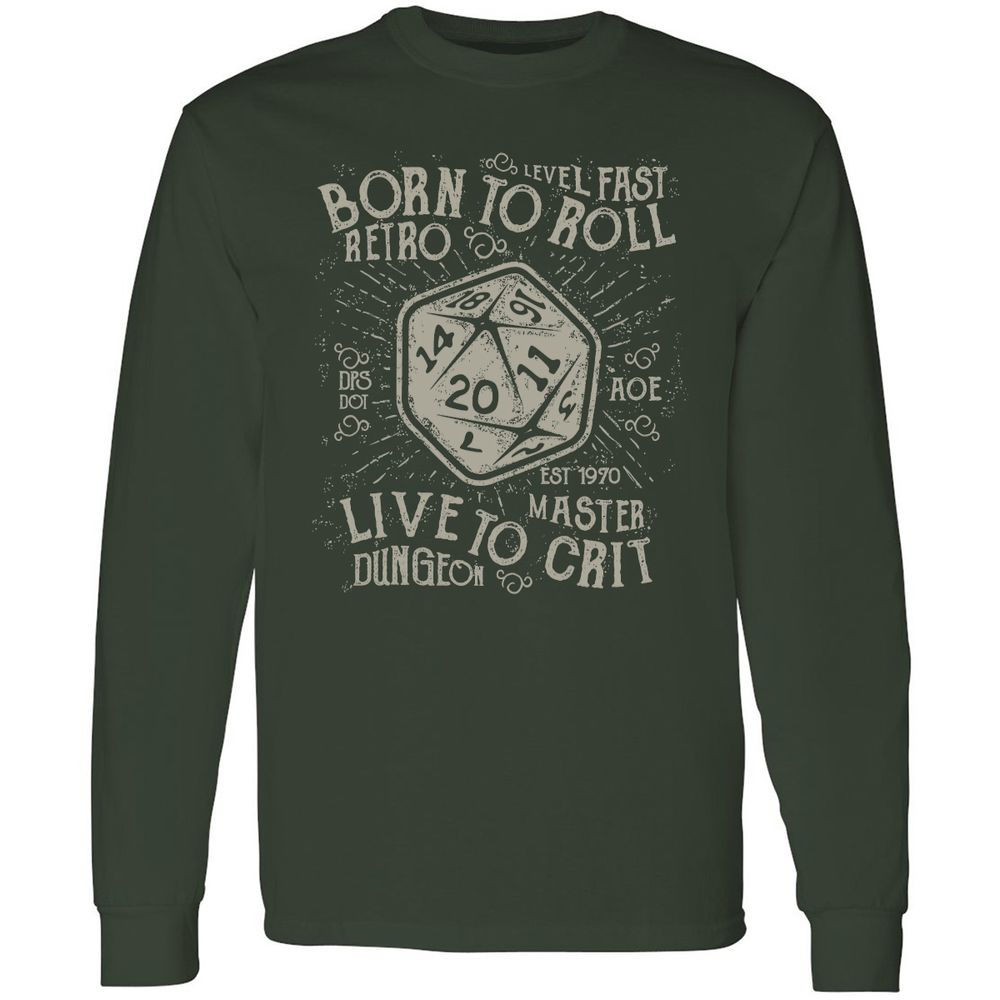 Born To Roll Live To Crit Long Sleeve T-Shirt - Forest Green - 4