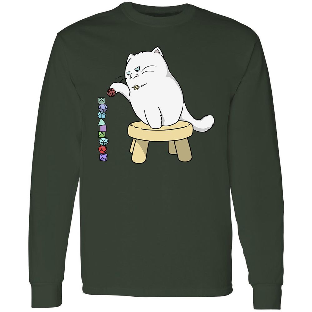 Cat Stacking Dice Long Sleeve T-Shirt - Forest Green - 4