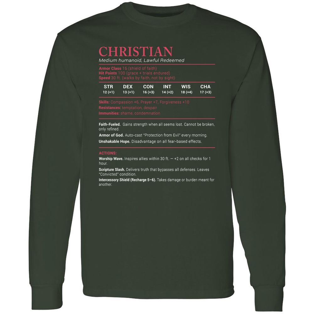Chistian Stats Long Sleeve T-Shirt - Forest Green - 4