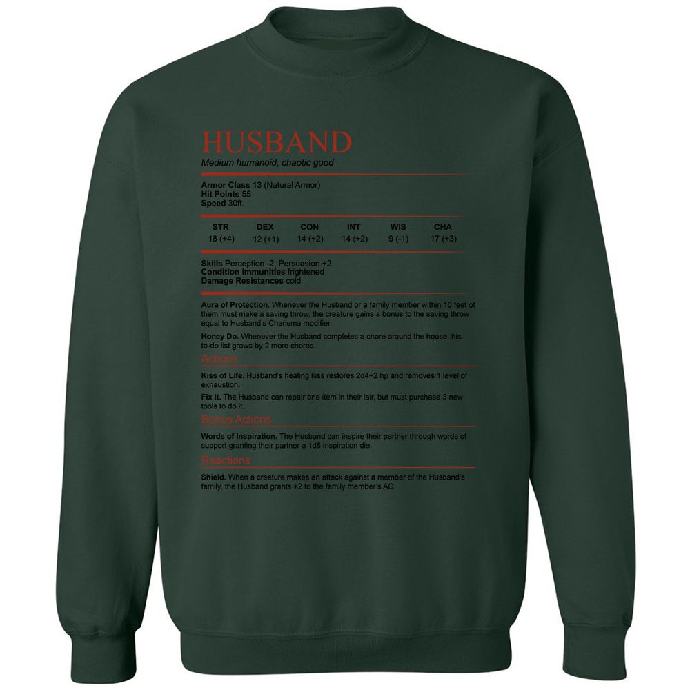 Husband White Classic Unisex Sweatshirt - Forest Green - 4
