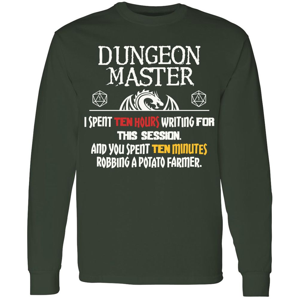 Dungeon Master Chaos Meme Long Sleeve T-Shirt - Forest Green - 4