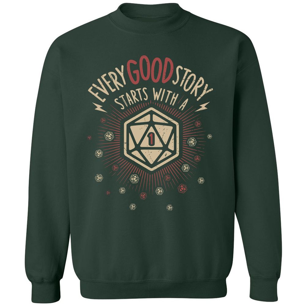 Good Story Starts With A 1 Classic Unisex Sweatshirt - Forest Green - 4