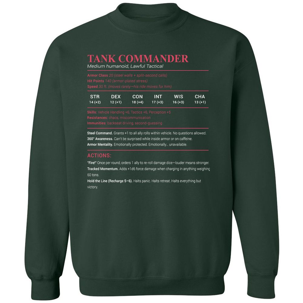 Tank Commander Classic Unisex Sweatshirt - Forest Green - 4