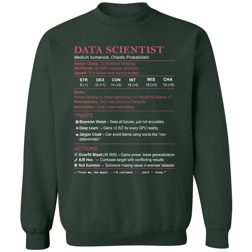 Data Scientist Stats Classic Unisex Sweatshirt - Forest Green - 4