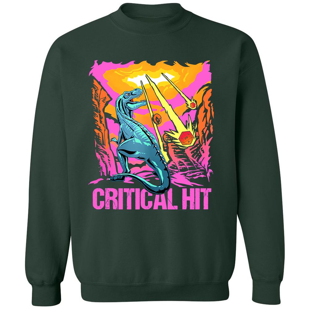 Dinosaur Critical Hit Classic Unisex Sweatshirt - Forest Green - 4