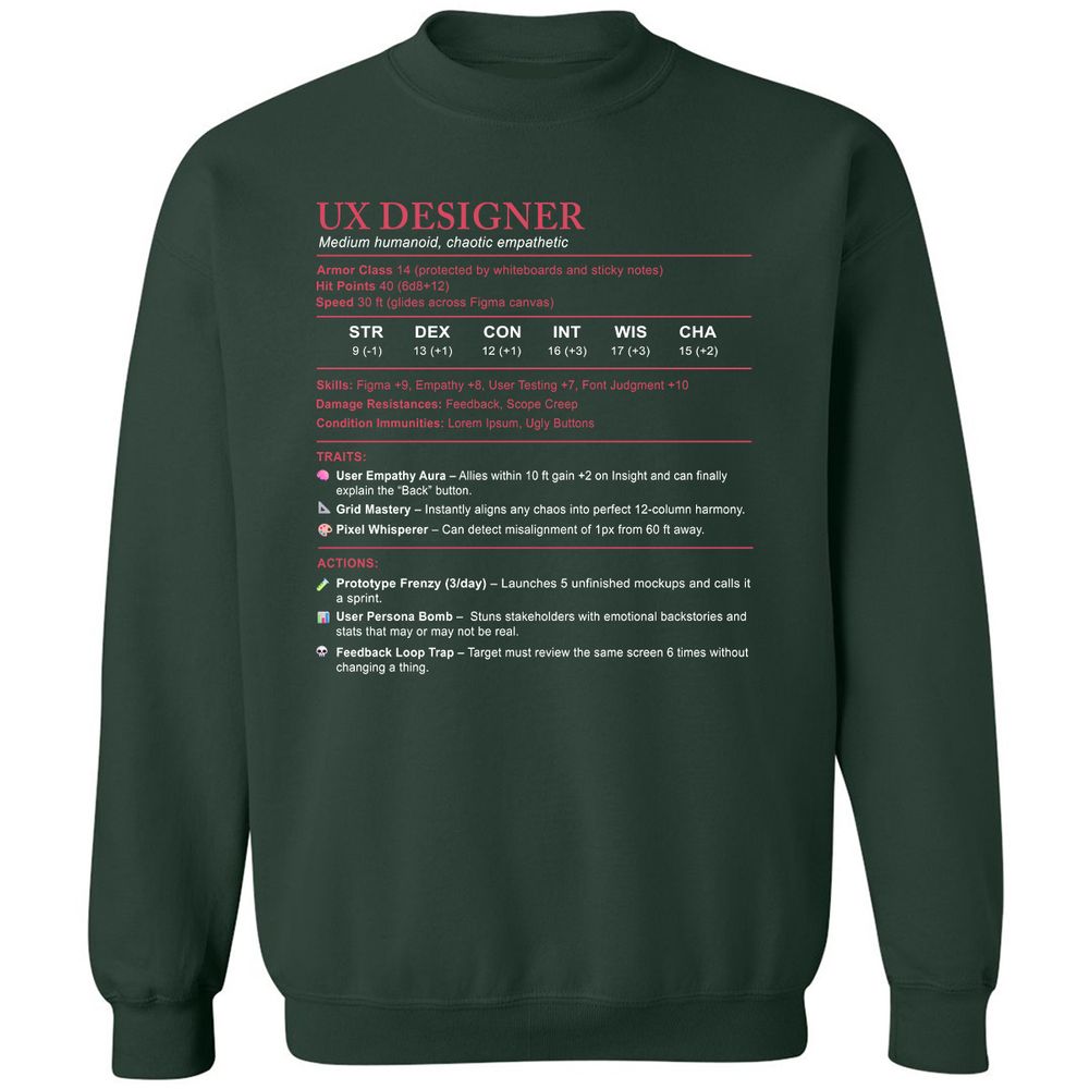 UX Designer Stats Classic Unisex Sweatshirt - Forest Green - 4