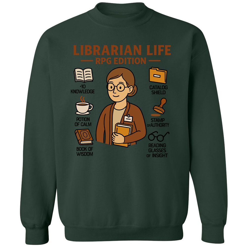Librarian Life RPG Edition Classic Unisex Sweatshirt - Forest Green - 4