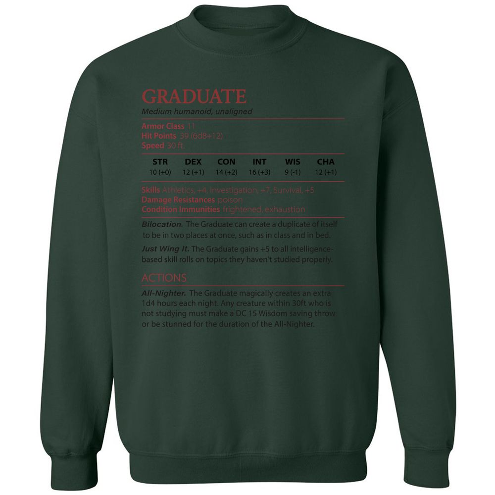 Graduate Stats Classic Unisex Sweatshirt - Forest Green - 4