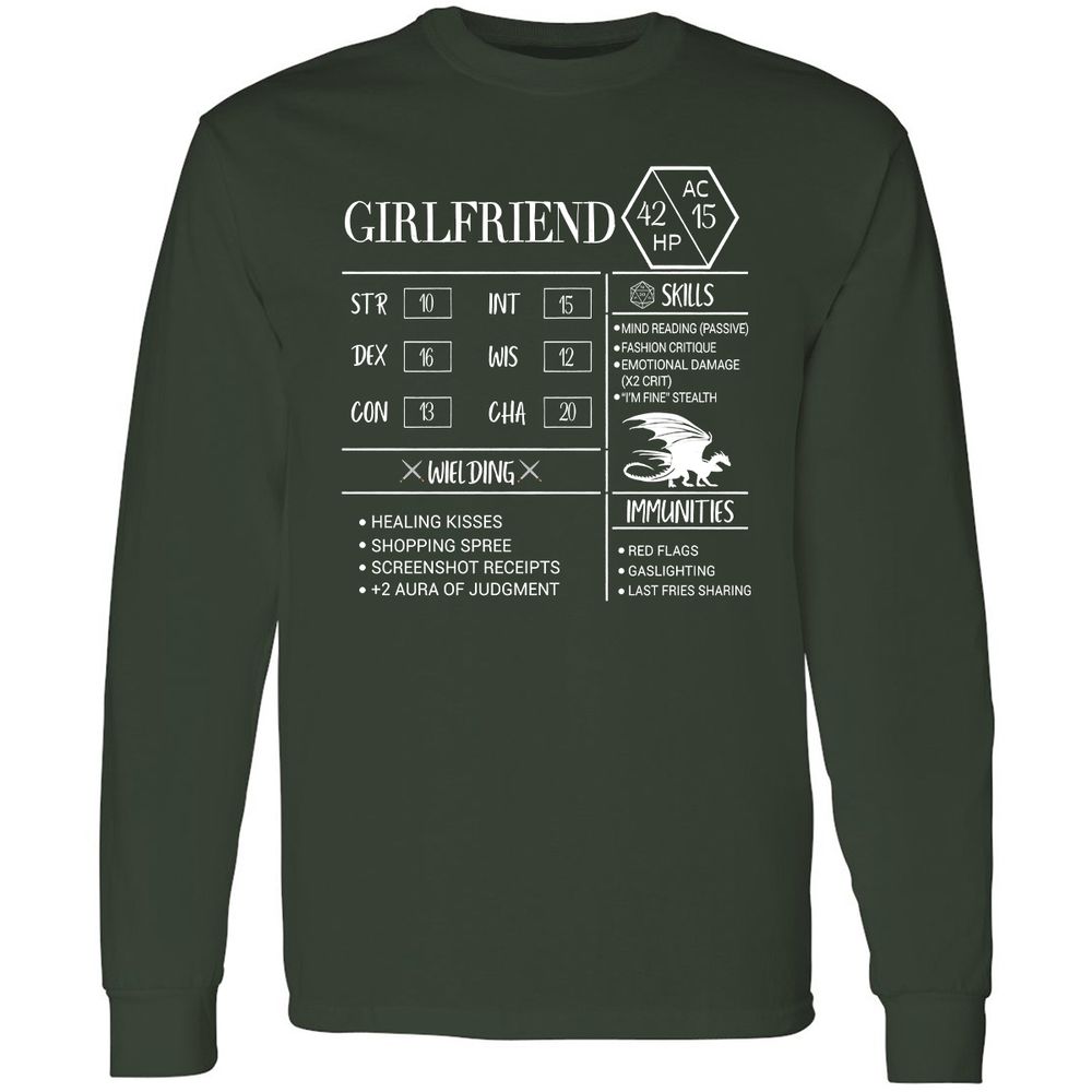 Girlfriend Stats Long Sleeve T-Shirt - Forest Green - 4