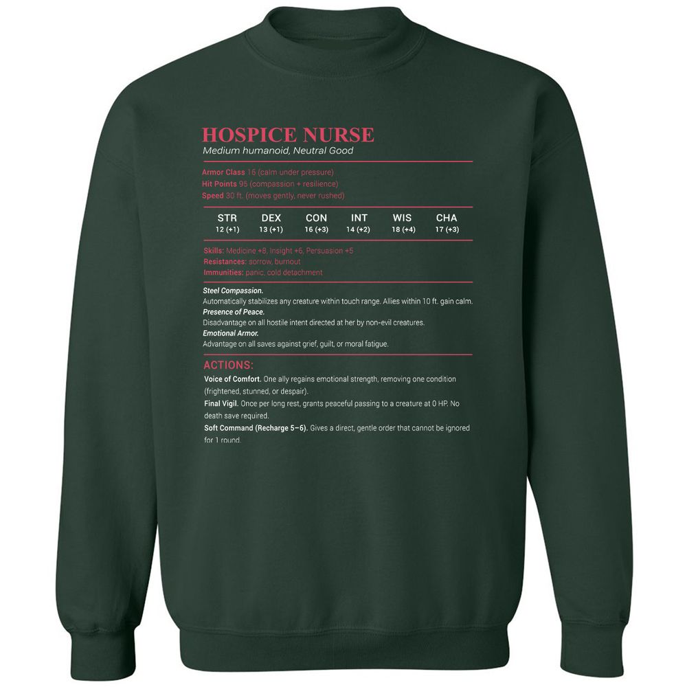 Hospice Nurse Stats Classic Unisex Sweatshirt - Forest Green - 4