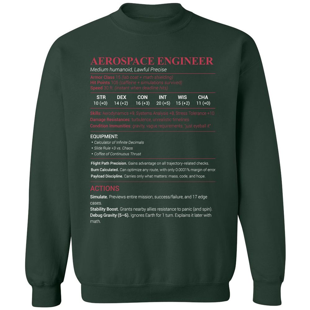 Aerospace Engineer Classic Unisex Sweatshirt - Forest Green - 4