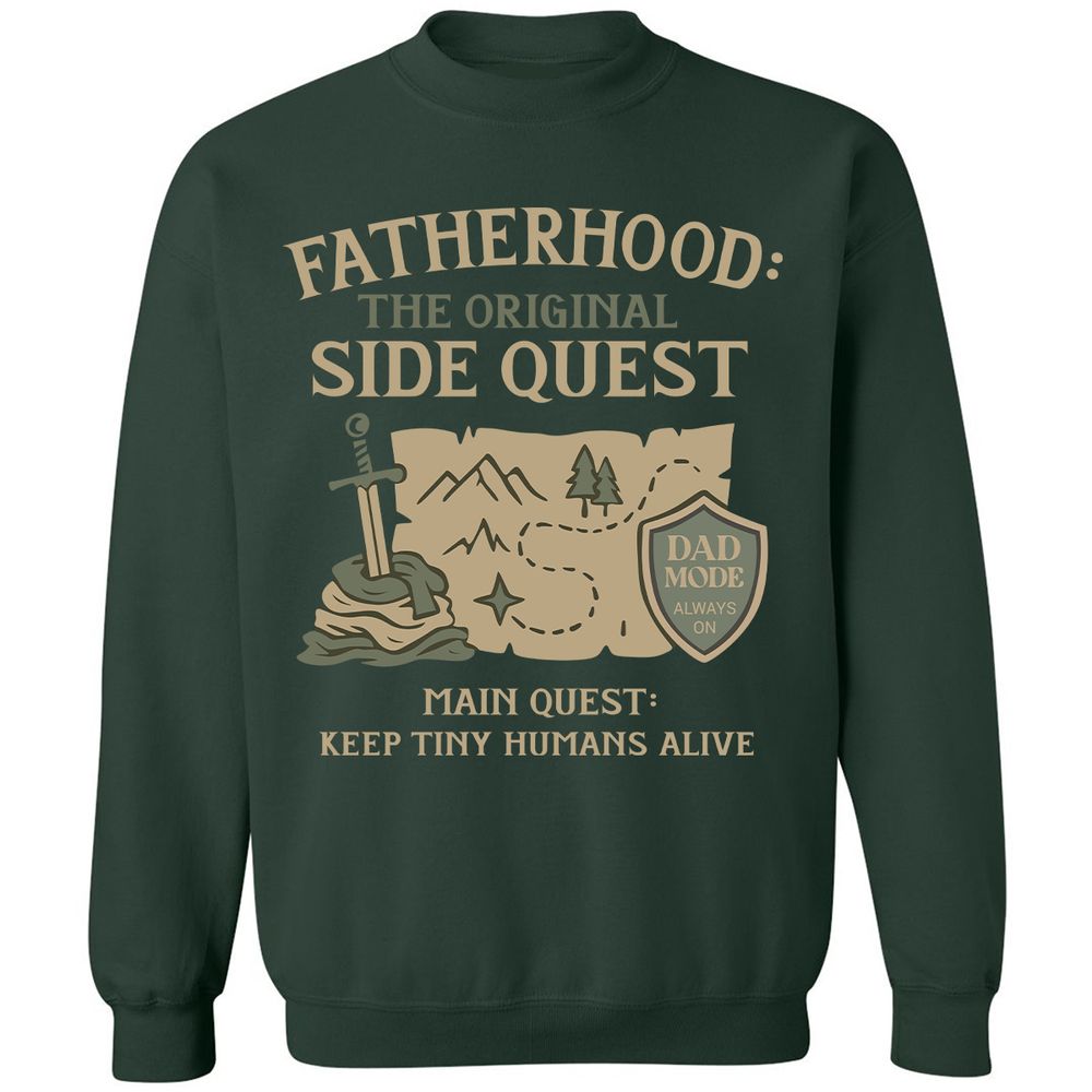 Fatherhood The Original Side Quest Classic Unisex Sweatshirt - Forest Green - 4