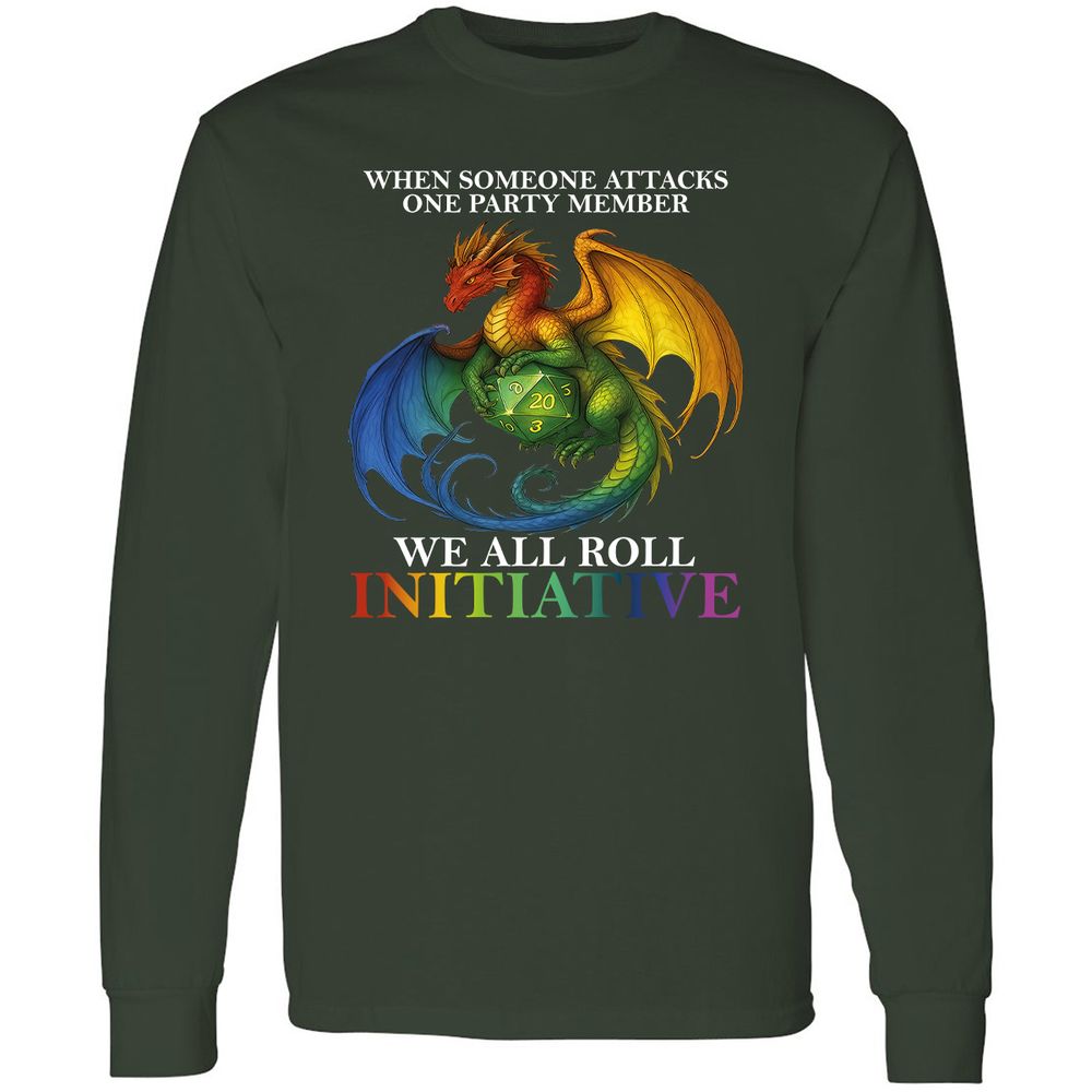 Dragon Roll For Initiative Long Sleeve T-Shirt - Forest Green - 4