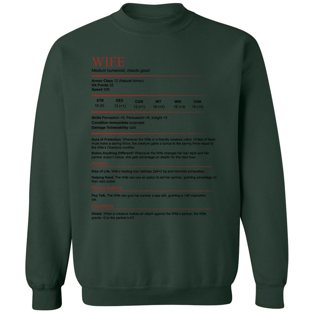 Wife White Classic Unisex Sweatshirt - Forest Green - 4