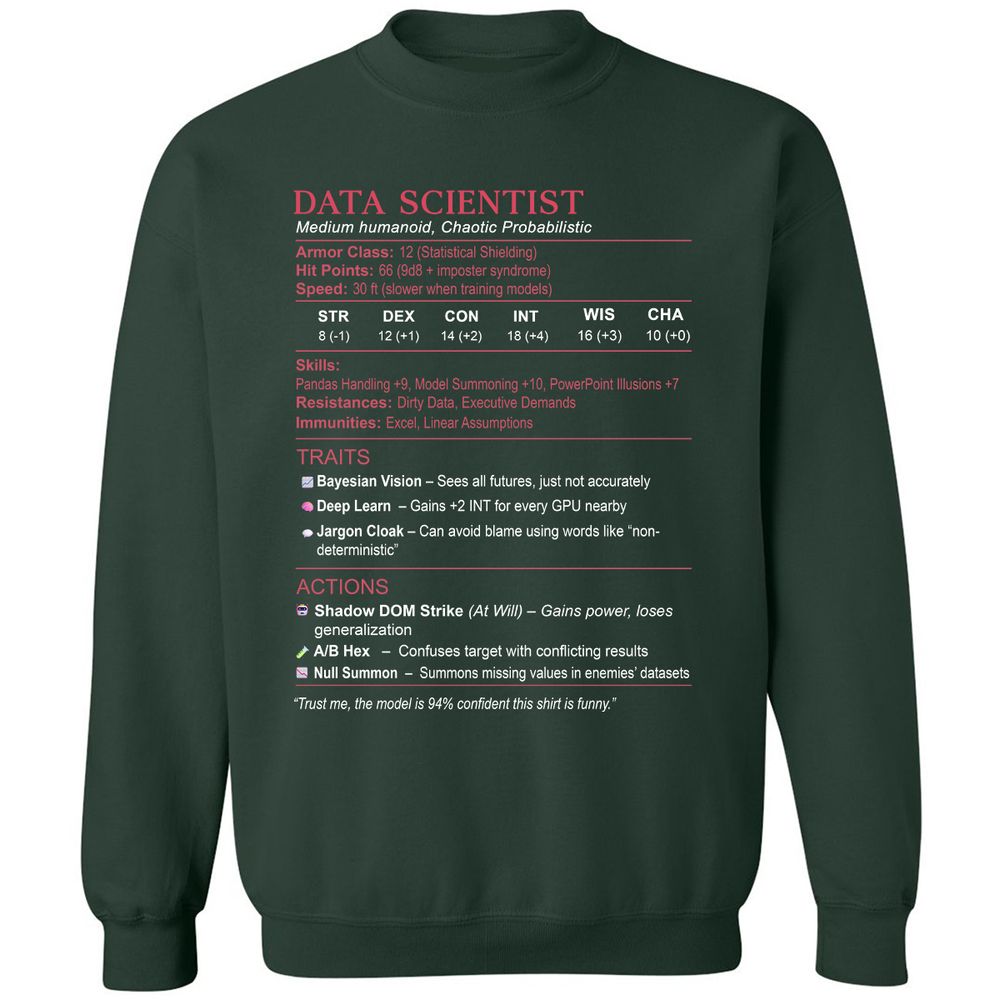 Data Scientist Stats Classic Unisex Sweatshirt - Forest Green - 4