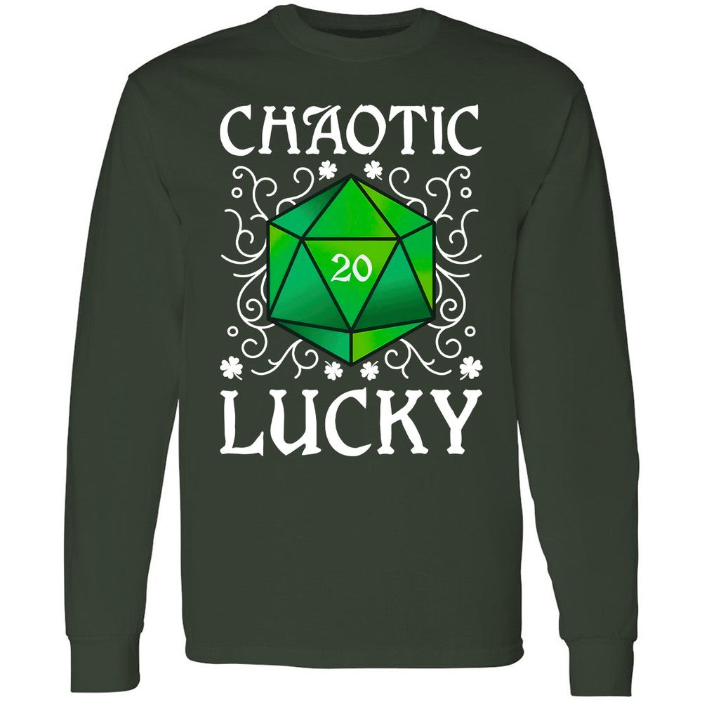 Chaotic Lucky D20 Dice Long Sleeve T-Shirt - Forest Green - 4